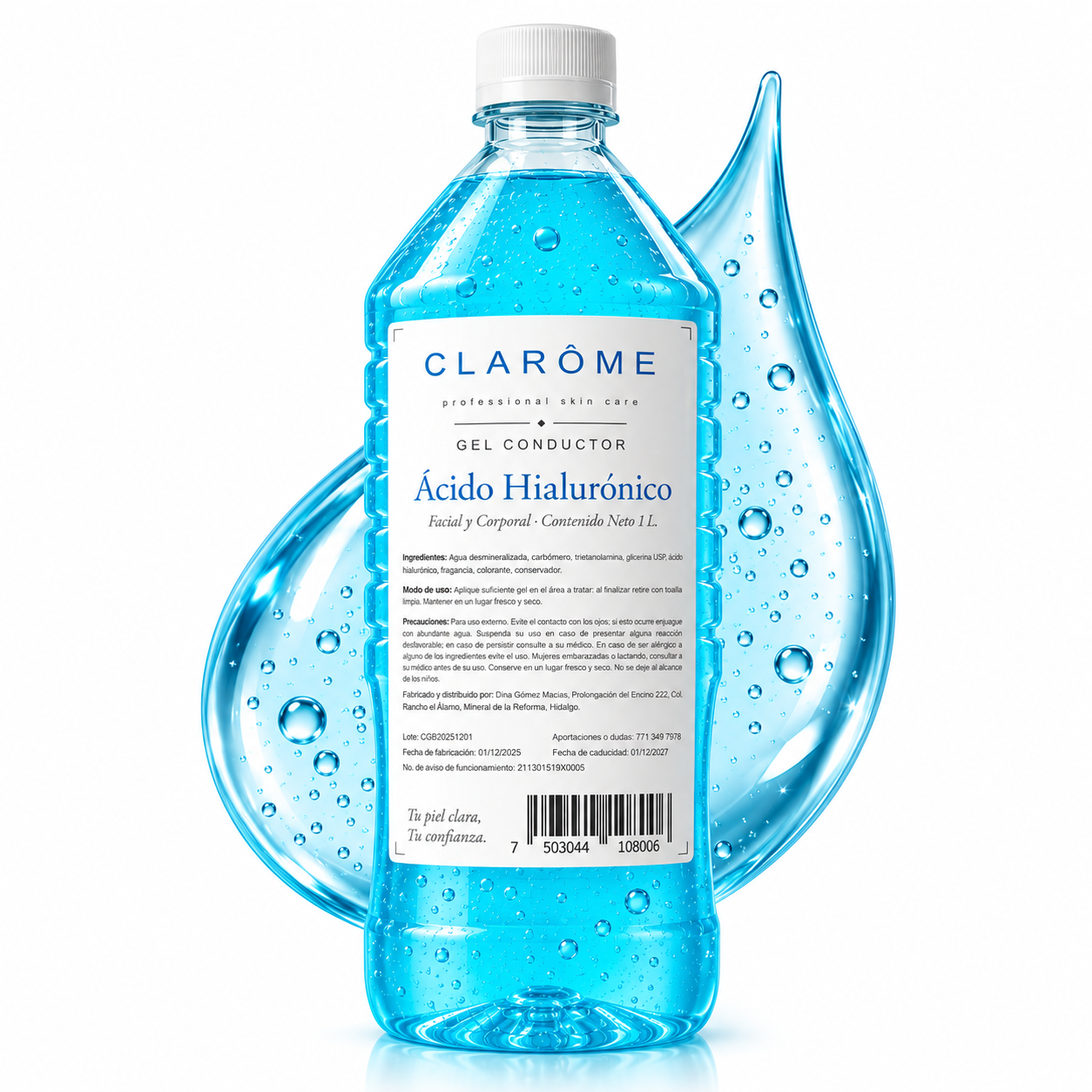 Gel Conductor con Ácido Hialurónico Clarome
